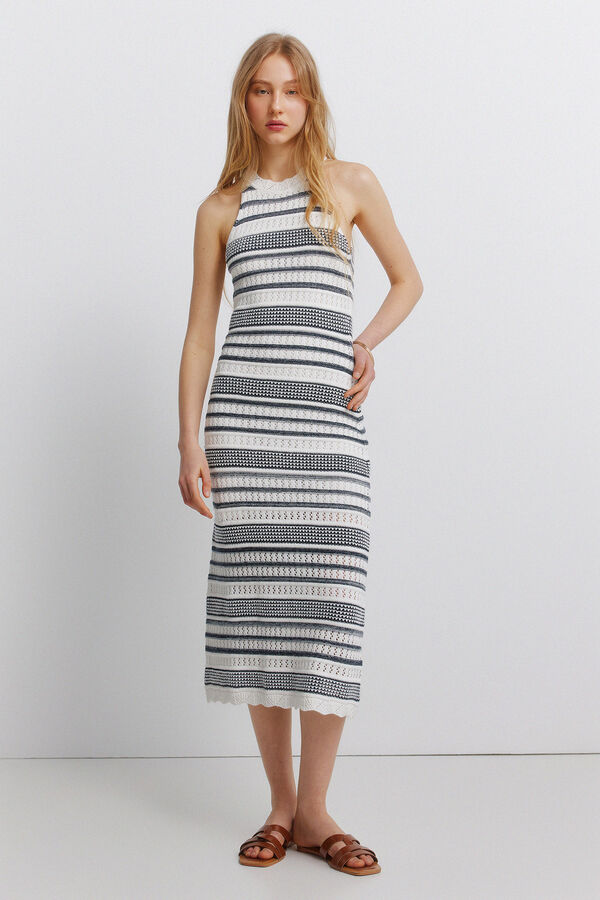 Springfield Vestido pointelle gola halter bege