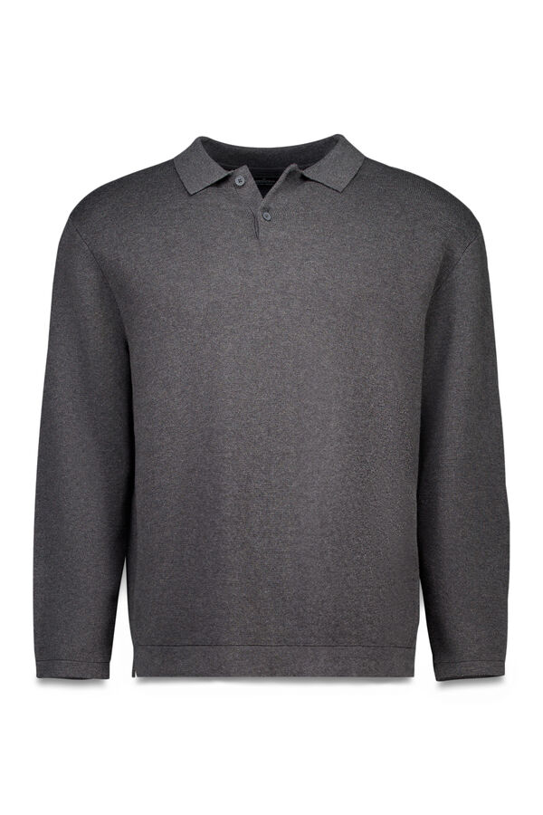 Springfield Camisola gola polo com botões cinzento