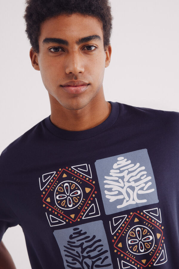 Springfield Ethnic tree t-shirt blue