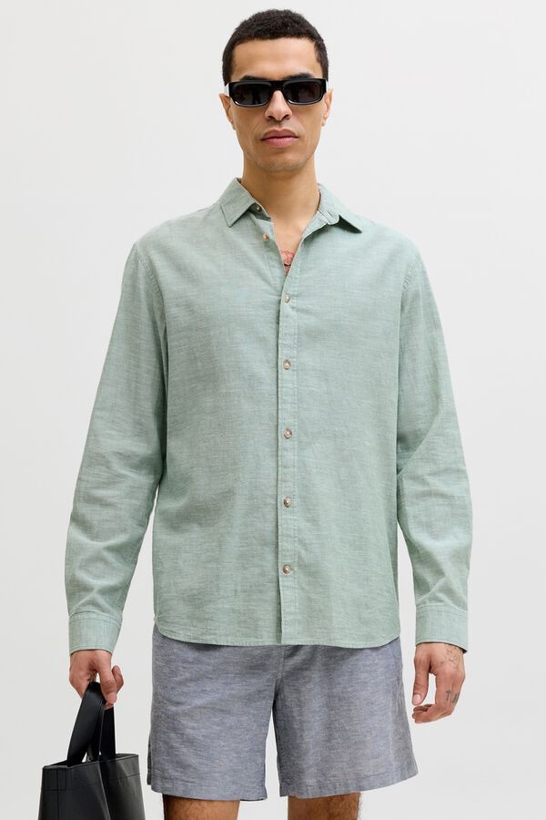 Jack & Jones Camisa regular fit em linho verde