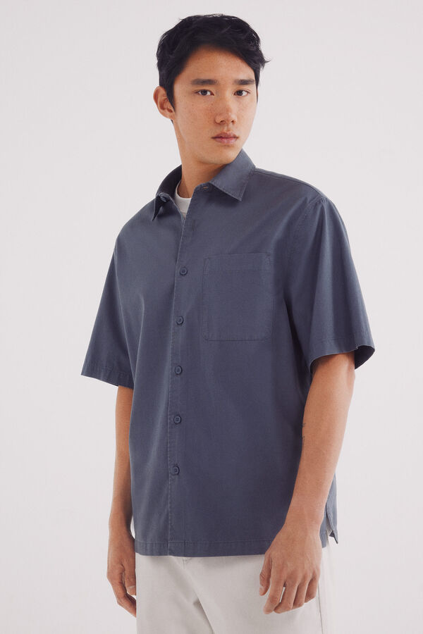 Springfield Camisa de manga curta tencel azul