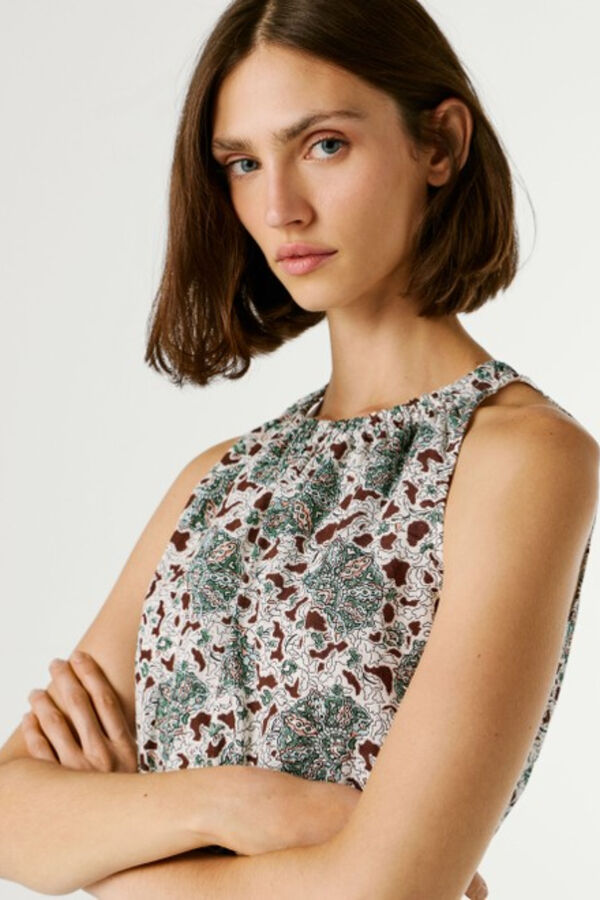 Pepe Jeans Vestido curto gola halter azul