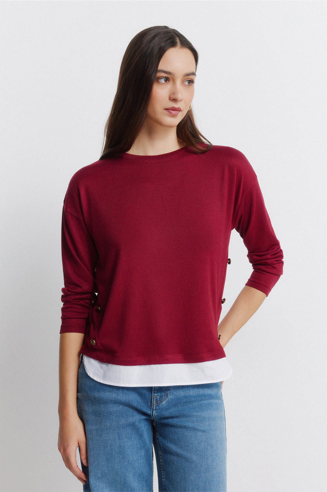 Springfield T-shirt combinada com bot&otilde;es laterais