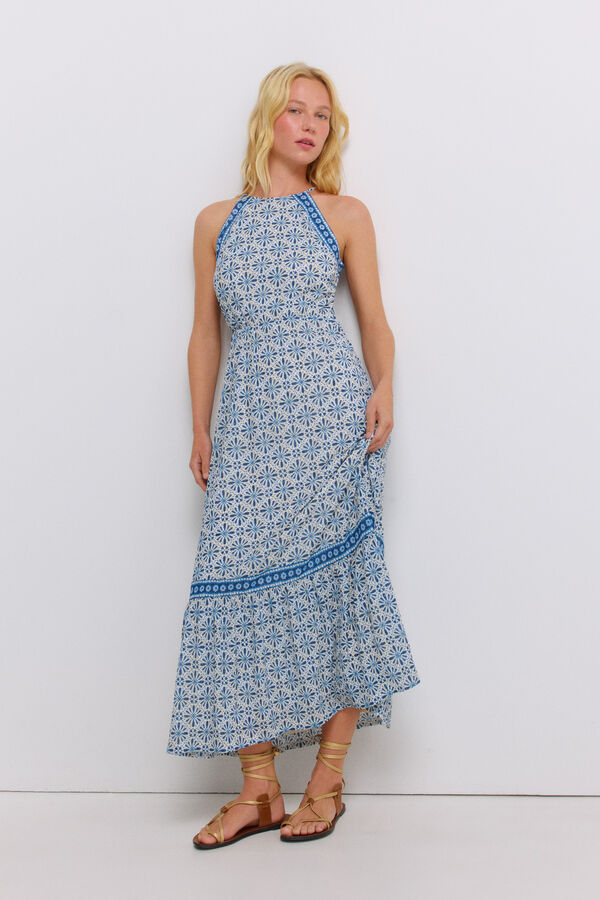 Springfield Vestido halter estampado branco