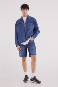 Springfield Bermuda jeans regular fit , lavagem média escura