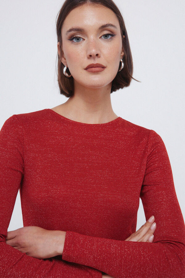 Springfield T-shirt com decote nas costas em lurex vermelho