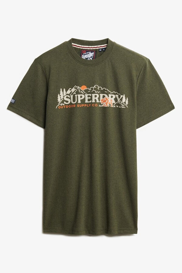 Superdry T-shirt descontraída com cena ao ar livre verde