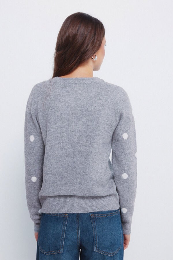 Springfield Camisola de bolinhas Intarsia cinzento