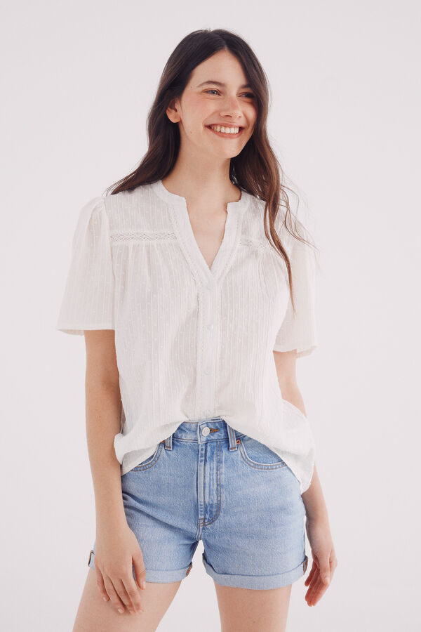 Springfield Blusa romântica laço bege