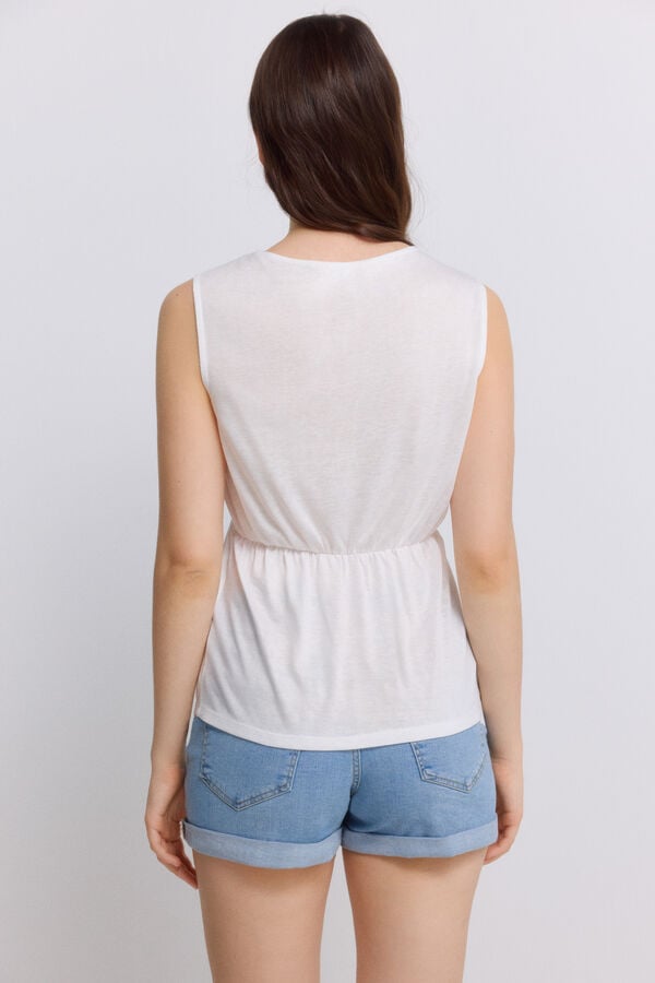 Springfield T-shirt sem mangas em crochet branco