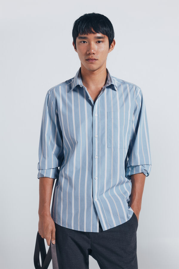 Springfield Camisa popelín rayas azul