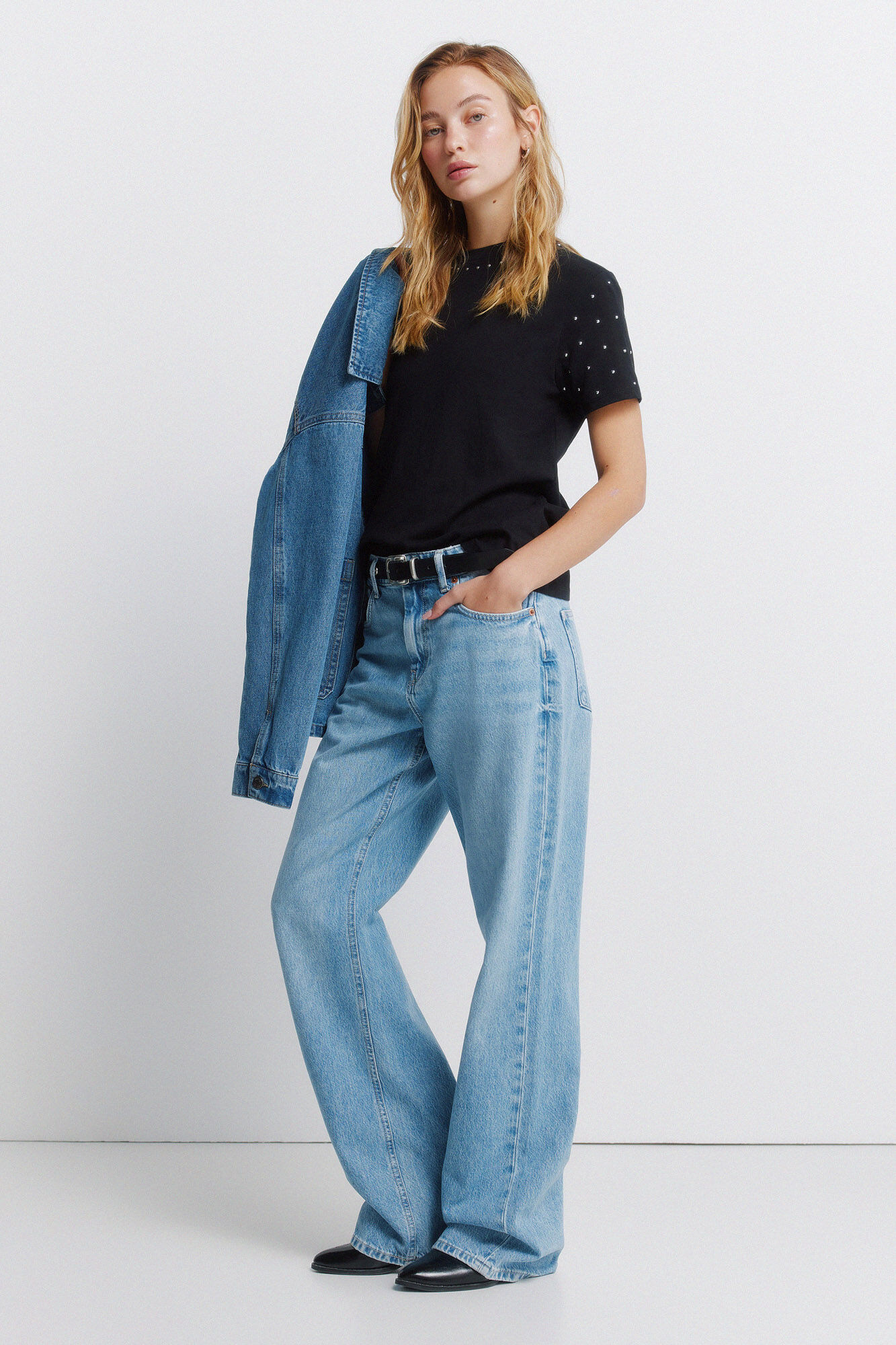 Springfield T-shirt manga curta com tachas