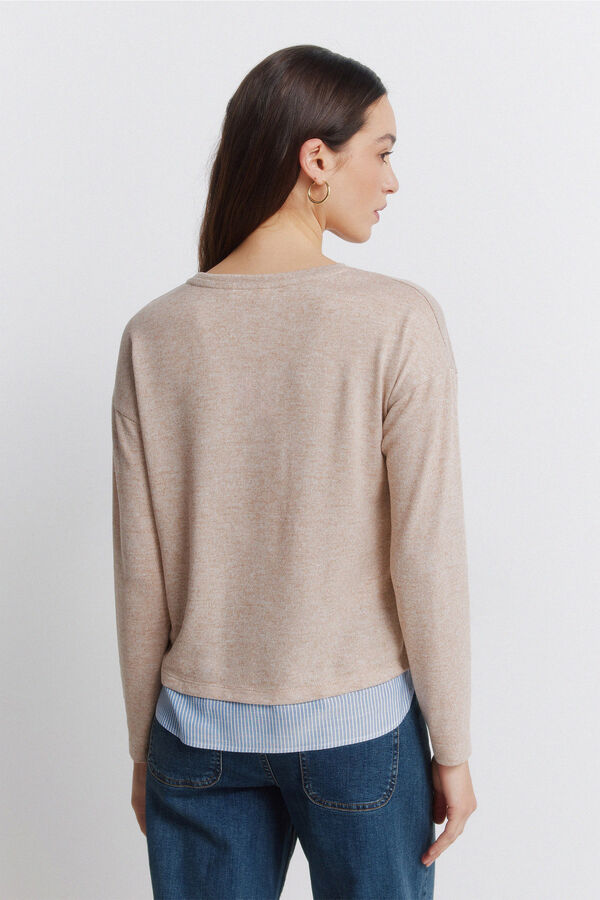 Springfield T-shirt combinada com bot&otilde;es laterais castanho