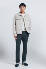 Springfield Calça calças chino slim fit com micro estampa Caqui escuro