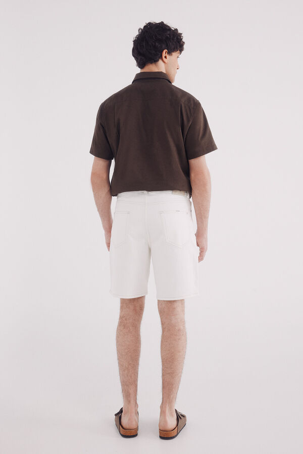 Springfield Bermuda jeans branca lavada regular fit estampado