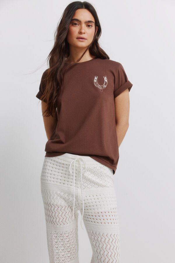 Springfield Cal&ccedil;as compridas pointelle castanho