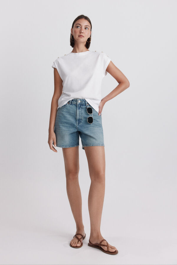 Springfield T-shirt bot&otilde;es dourados branco