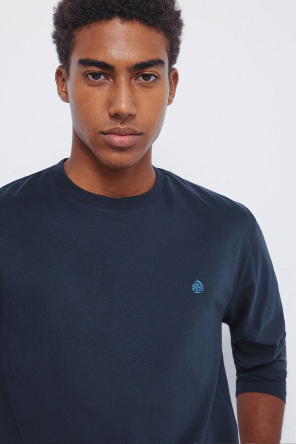 Springfield Basic long sleeve T-shirt with a soft finish blue
