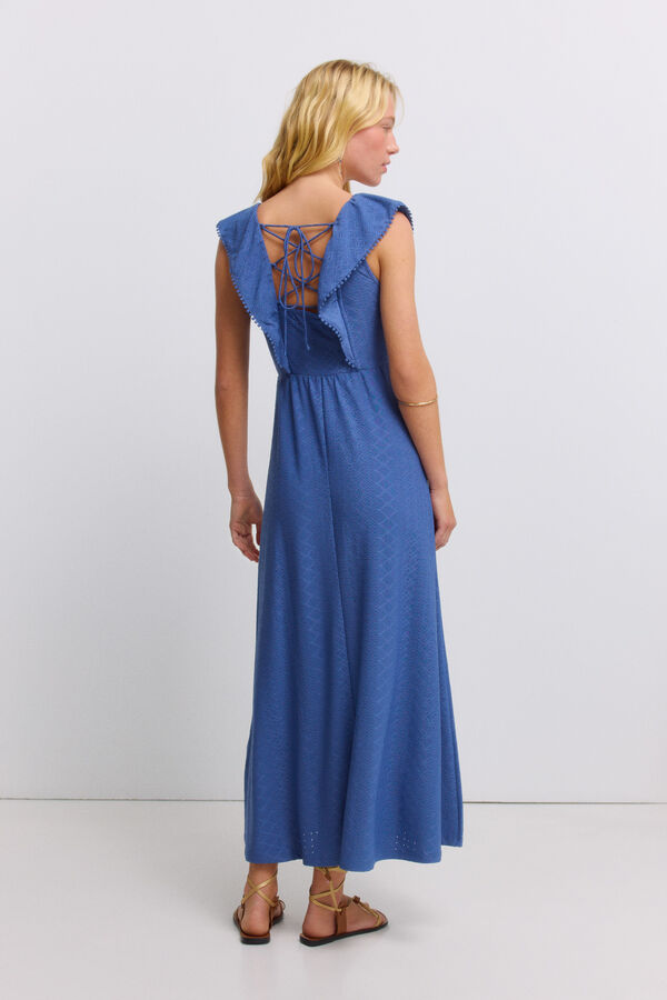 Springfield Vestido midi com folhos azul