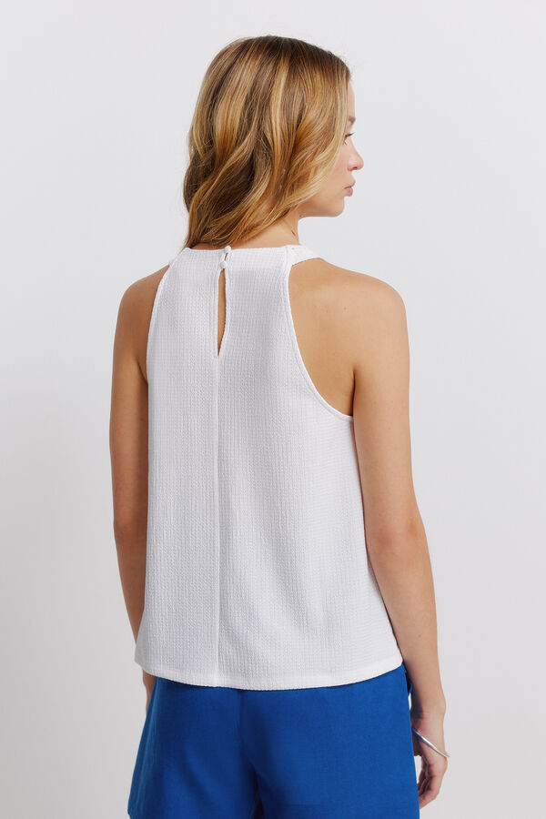 Springfield T-shirt halter com bordado sanefa branco