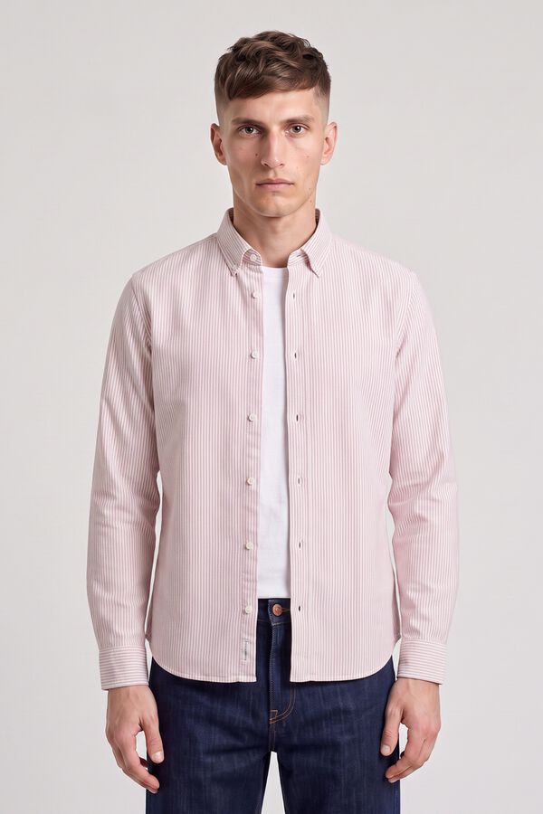 Jack & Jones Camisa Oxford 100% algod&atilde;o vermelho
