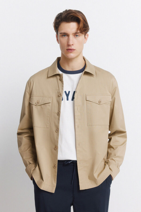 Springfield Sobrecamisa leve com bolsos overshirt fit bege