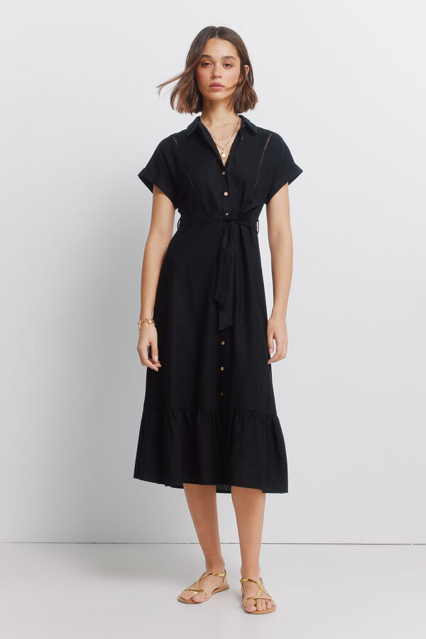 Springfield Linen shirt dress black