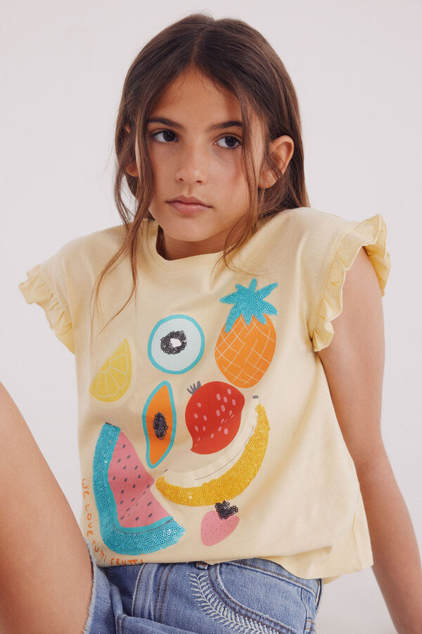 Springfield Kids Camiseta lentejuelas niña amarillo