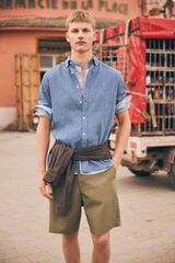 Springfield Linen short sleeve shirt blue
