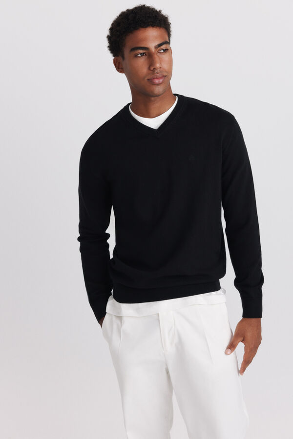 Springfield V-neck basic jumper black