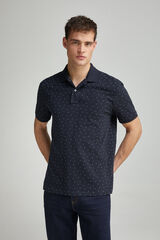 Springfield regular fit all-over print piqué polo blue