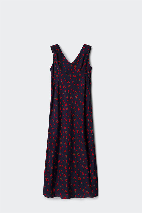 Springfield Vestido midi de al&ccedil;as com estampado de frutas azul