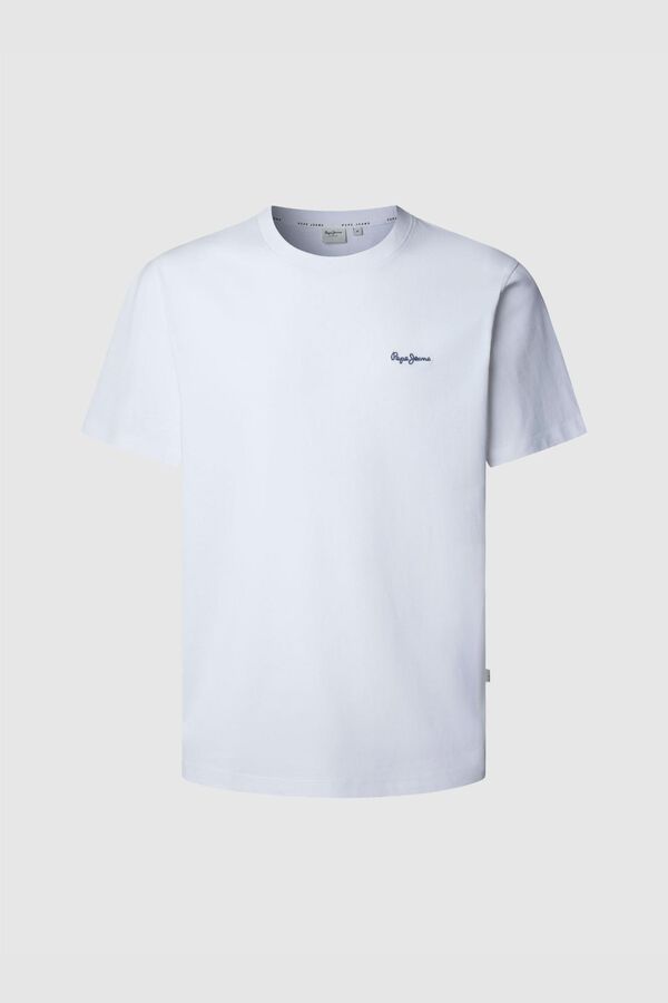 Pepe Jeans Camiseta Regular Fit com Logotipo Bordado branco