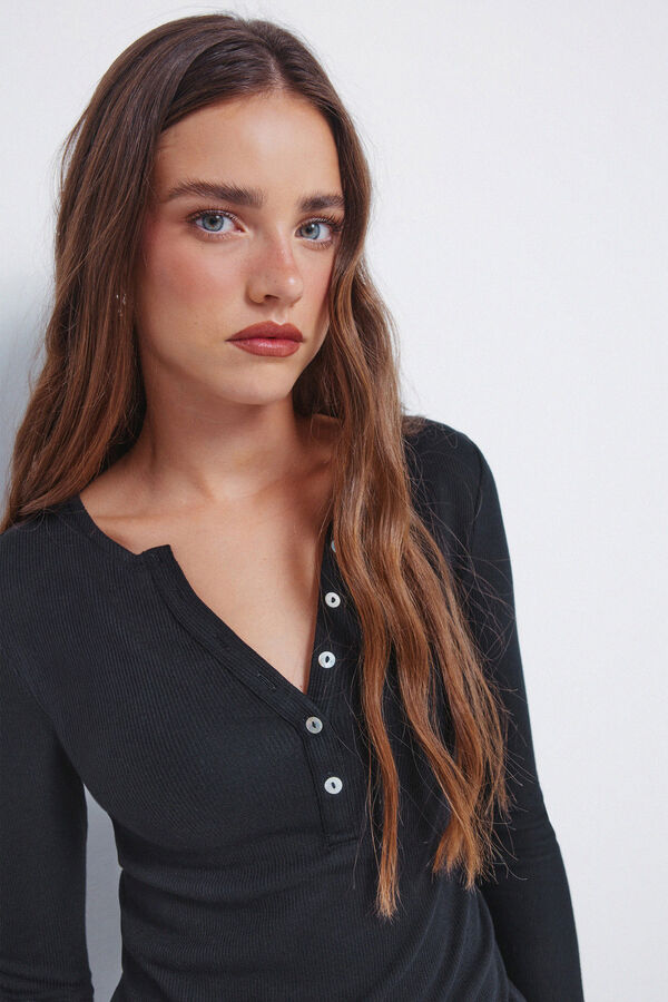 Springfield Buttoned Henley t-shirt black