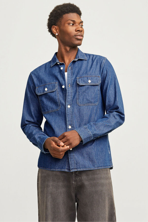 Jack & Jones Camisa estilo sarja azul