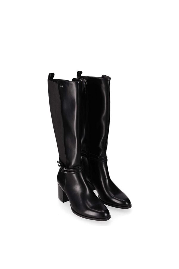 Chika 10 Botas de cano alto com painel el&aacute;stico atr&aacute;s preto