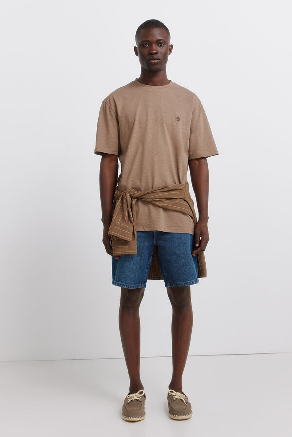 Springfield T-shirt b&aacute;sica em viscose cru