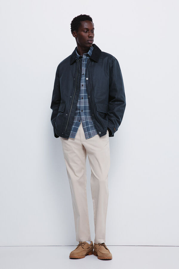 Springfield Parka curta com gola de veludo cotel&ecirc; azul