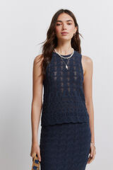 Springfield Top pointelle de al&ccedil;as azul