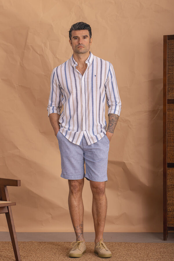 Celopman Bermuda Casual Lino azul