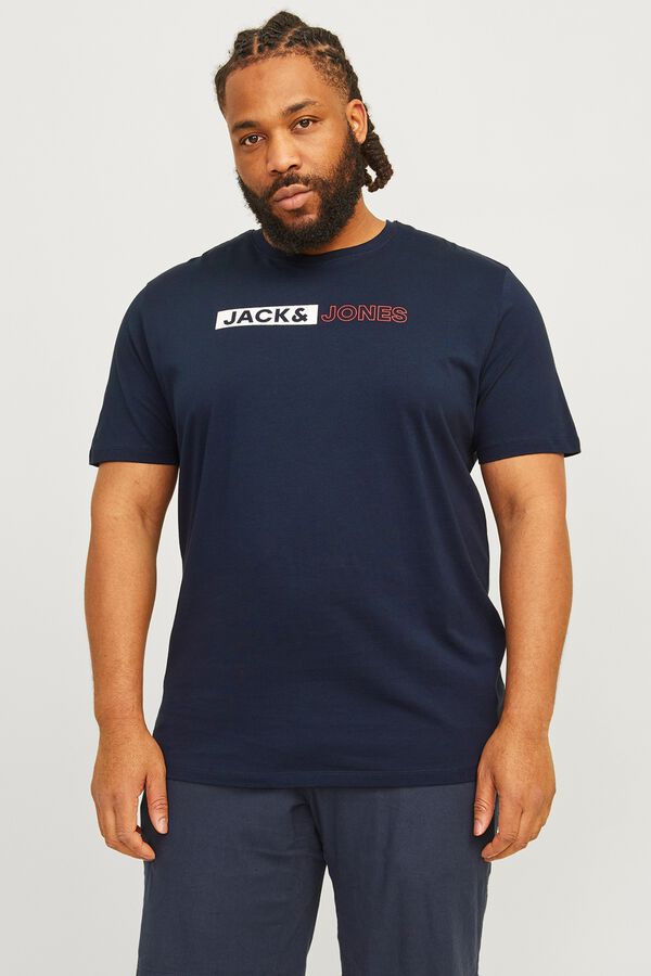 Jack & Jones PLUS T-shirt slim manga curta azul