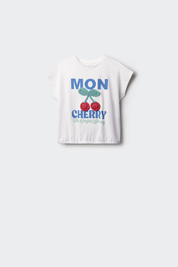 Springfield Kids Camiseta da menina cereja branco
