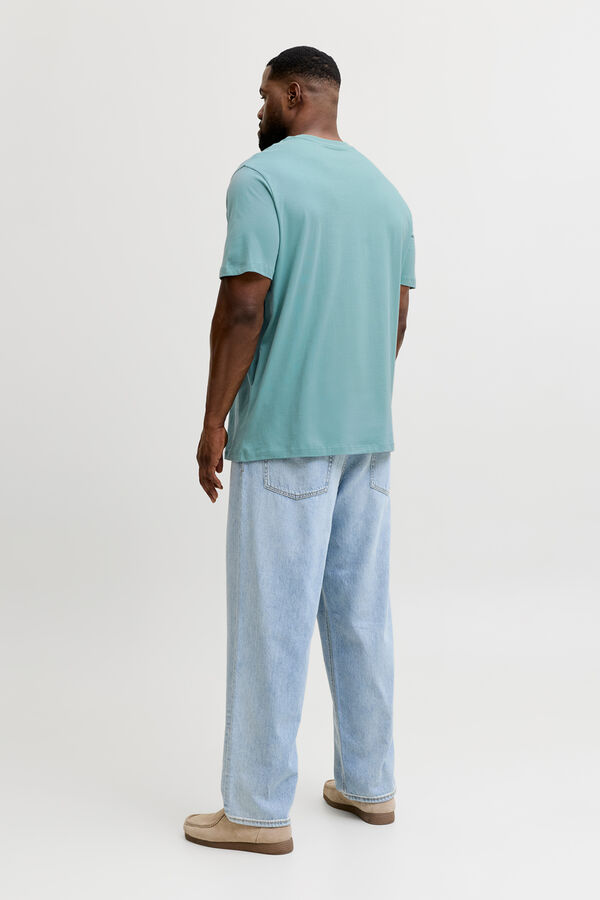 Jack & Jones PLUS T-shirt de algod&atilde;o estampada azul
