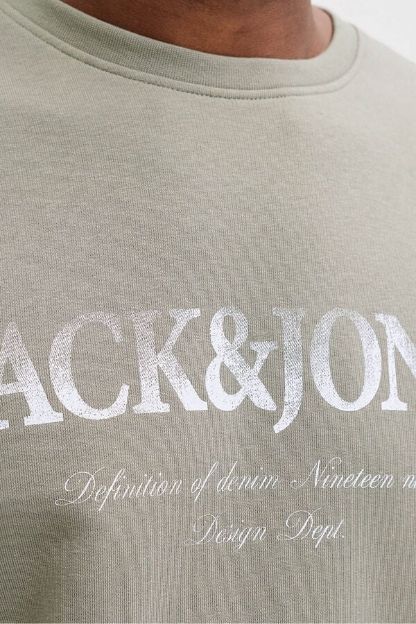 Jack & Jones PLUS Sweatshirt manga curta em algod&atilde;o cinzento