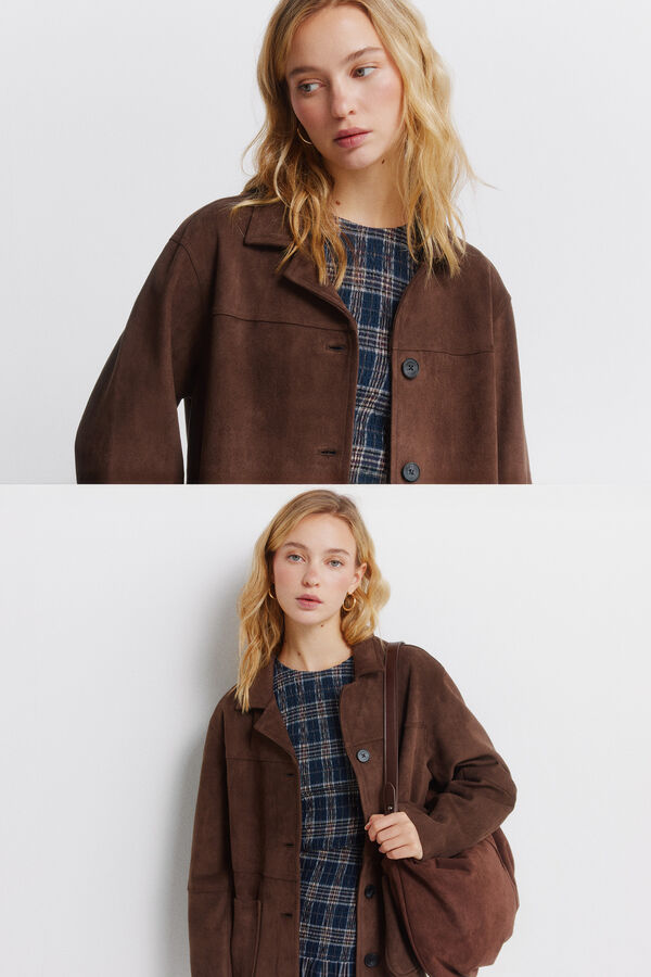 Springfield Casaco de camur&ccedil;a sint&eacute;tica com bolsos vison