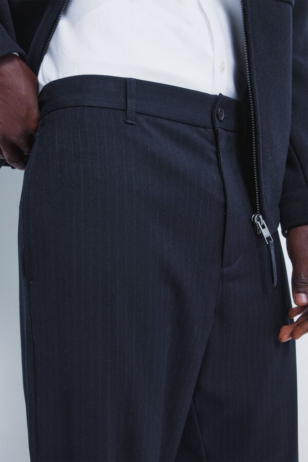 Springfield Calça de riscas reto azul