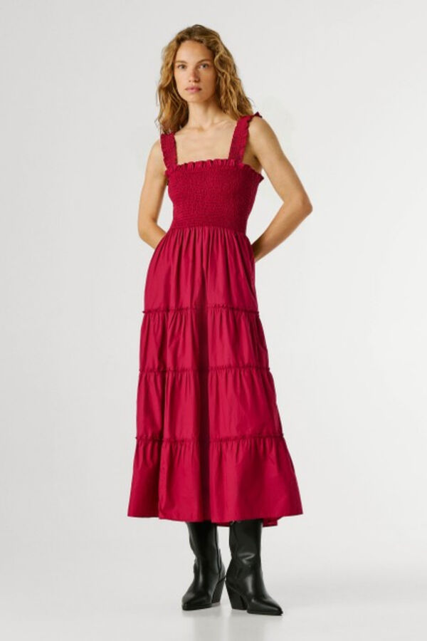 Pepe Jeans Vestido comprido de manga curta vermelho