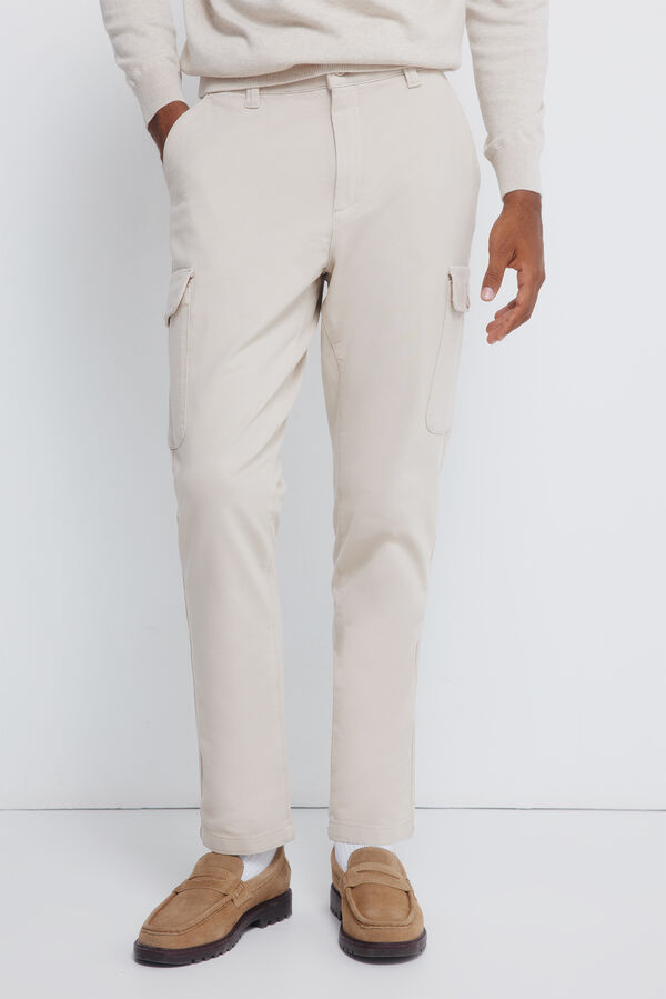 Springfield Calça cargo com ajuste confortável bege