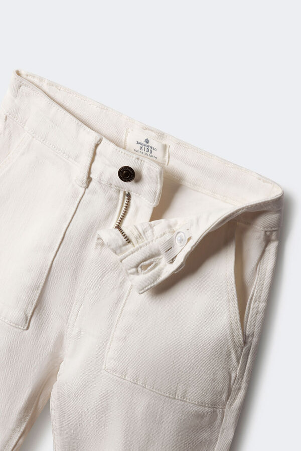 Springfield Kids Calças cargo menina branco