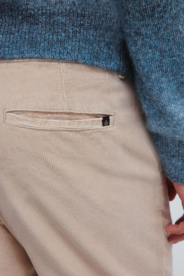 Springfield Calças chino slim fit confortável de veludo cotelê lavado bege